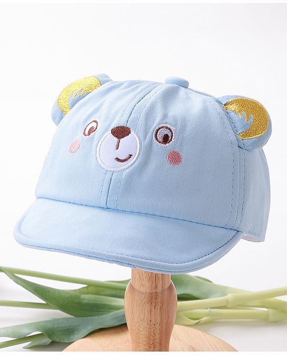 Babyhug Teddy Embroidered Baseball Cap Blue - Circumference 46 cm