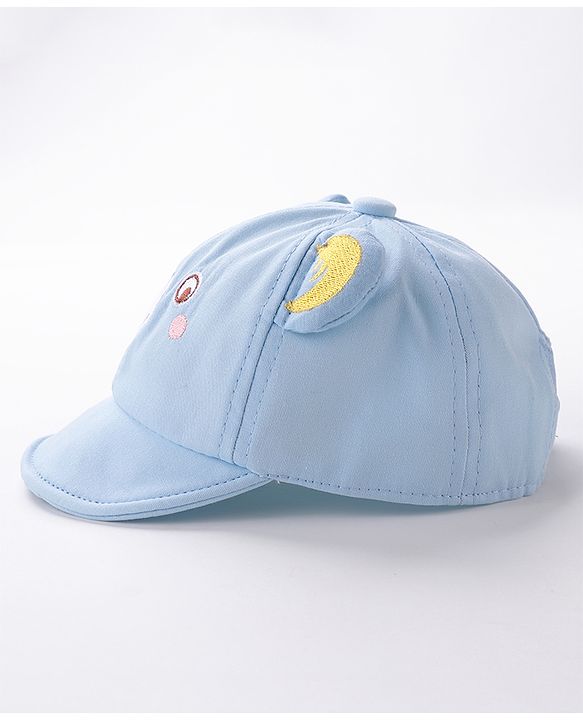 Babyhug Teddy Embroidered Baseball Cap Blue - Circumference 46 cm