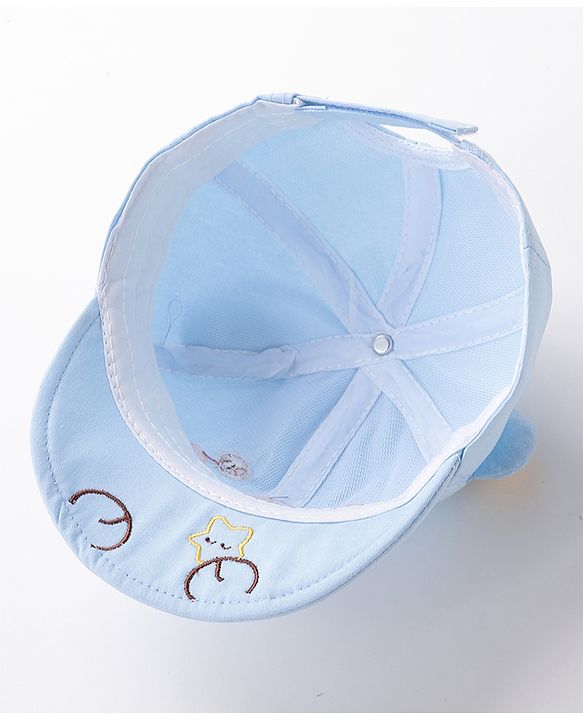 Babyhug Teddy Embroidered Baseball Cap Blue - Circumference 46 cm