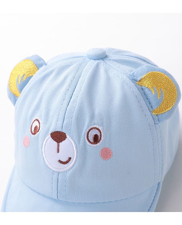 Babyhug Teddy Embroidered Baseball Cap Blue - Circumference 46 cm