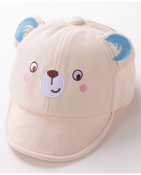 Babyhug Teddy Embroidered Baseball Cap Beige - Circumference 46 cm