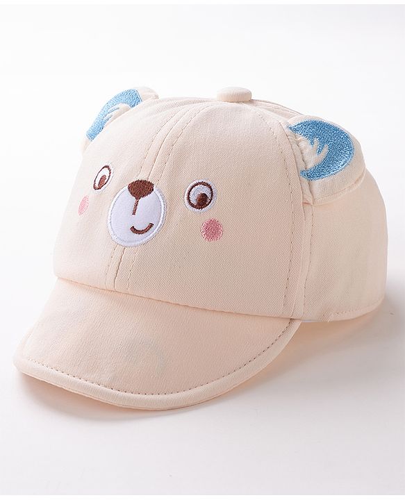 Babyhug Teddy Embroidered Baseball Cap Beige - Circumference 46 cm