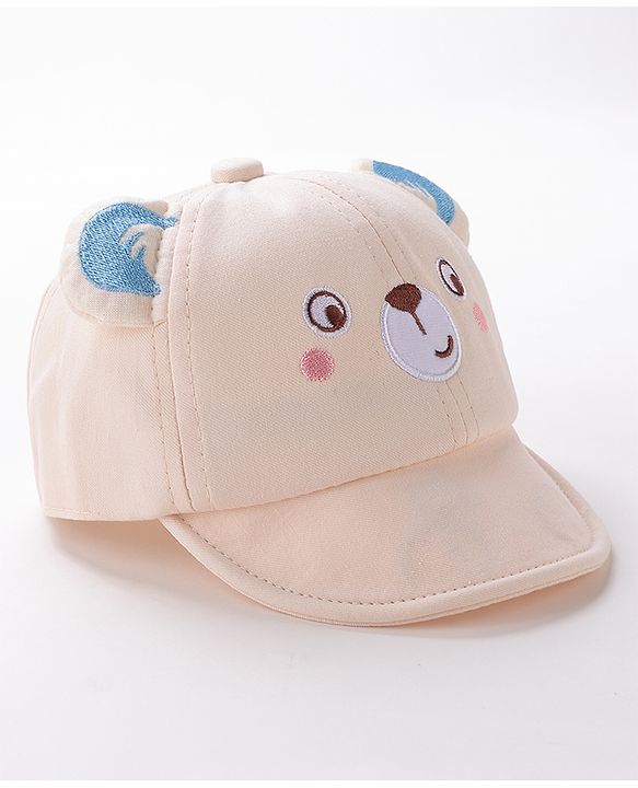 Babyhug Teddy Embroidered Baseball Cap Beige - Circumference 46 cm