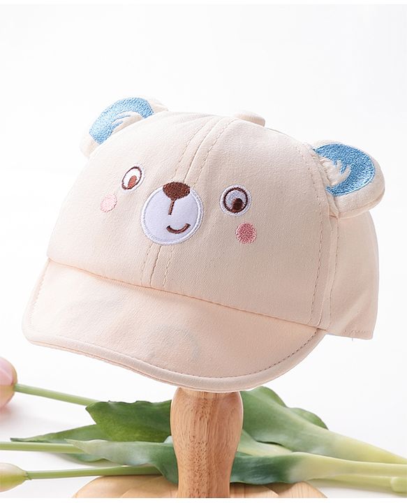 Babyhug Teddy Embroidered Baseball Cap Beige - Circumference 46 cm