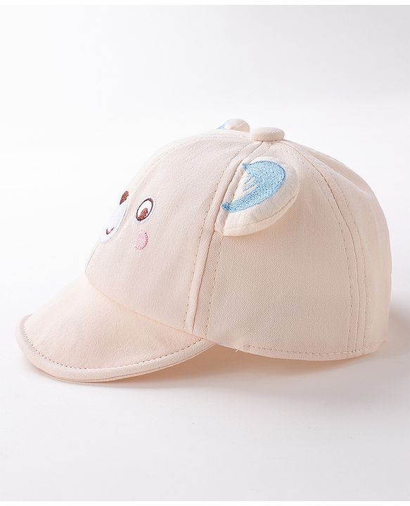 Babyhug Teddy Embroidered Baseball Cap Beige - Circumference 46 cm