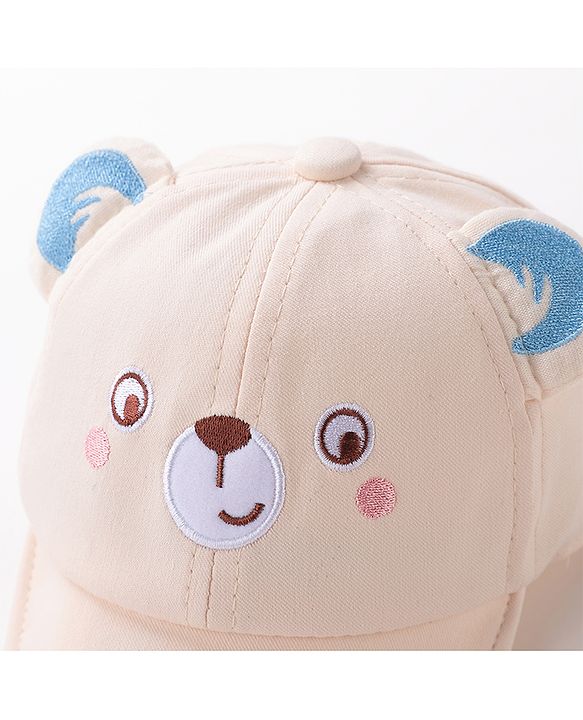 Babyhug Teddy Embroidered Baseball Cap Beige - Circumference 46 cm