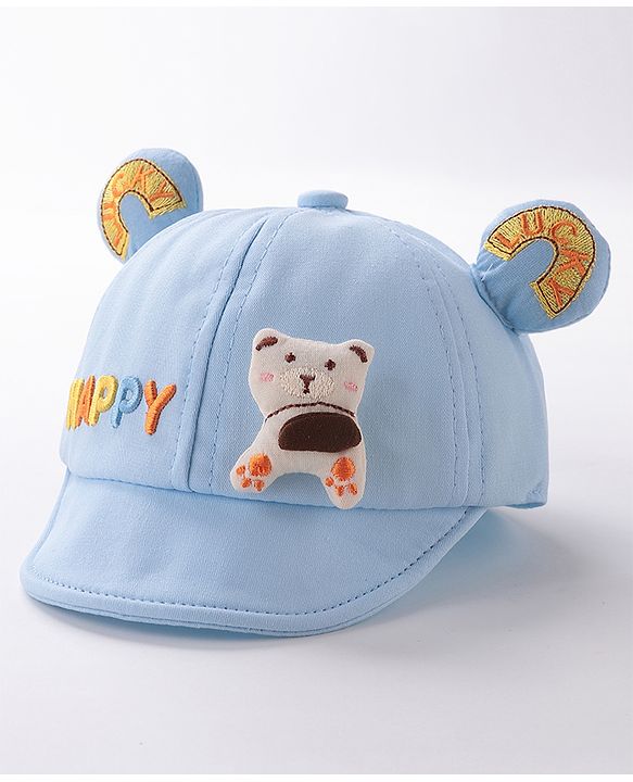 Babyhug Puppy Embroidered Baseball Cap Blue - Circumference 46 cm