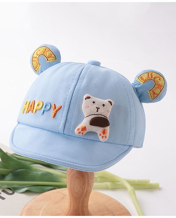 Babyhug Puppy Embroidered Baseball Cap Blue - Circumference 46 cm
