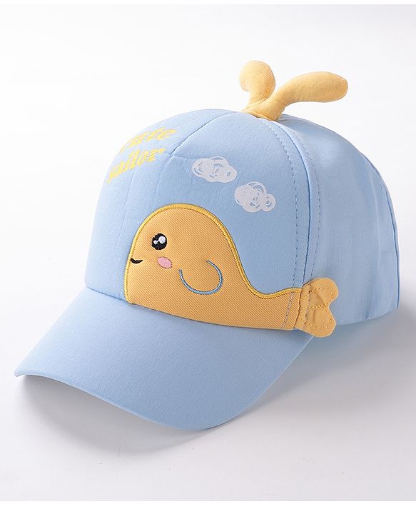 Babyhug Whale Embroidery With Text Print Cap - Blue