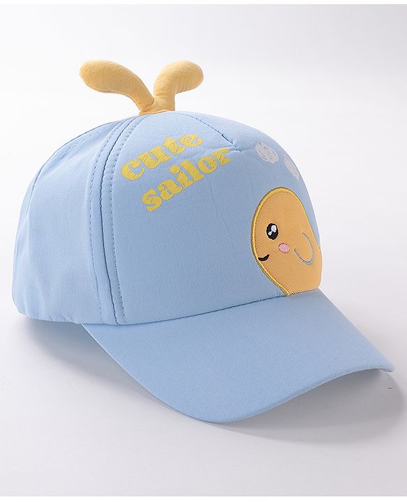 Babyhug Whale Embroidery With Text Print Cap - Blue