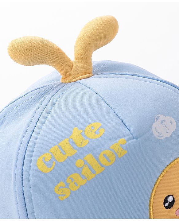 Babyhug Whale Embroidery With Text Print Cap - Blue