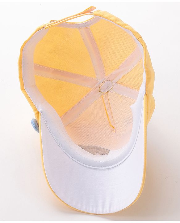 Babyhug Whale Embroidery With Text Print Cap - Yellow