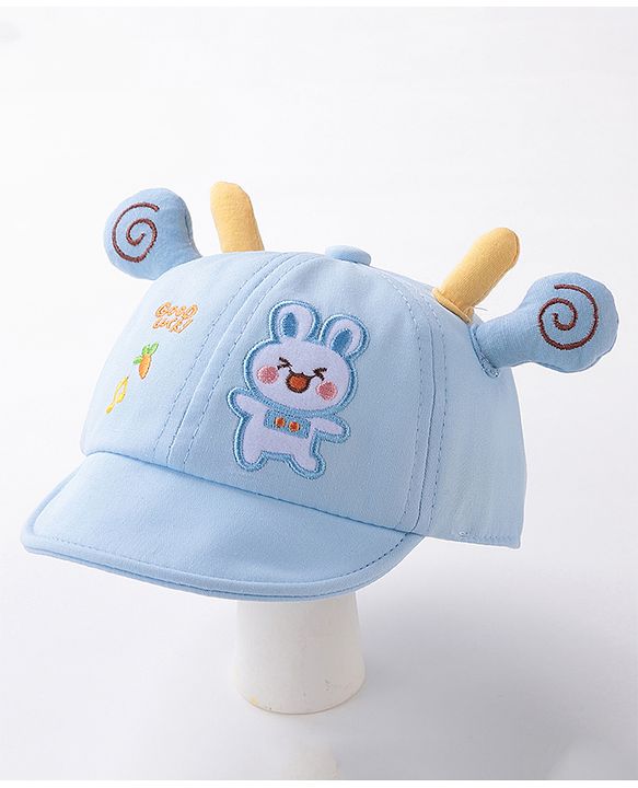 Babyhug Rabbit Embroidered Baseball Cap Blue - Cap Circumference 46 cm