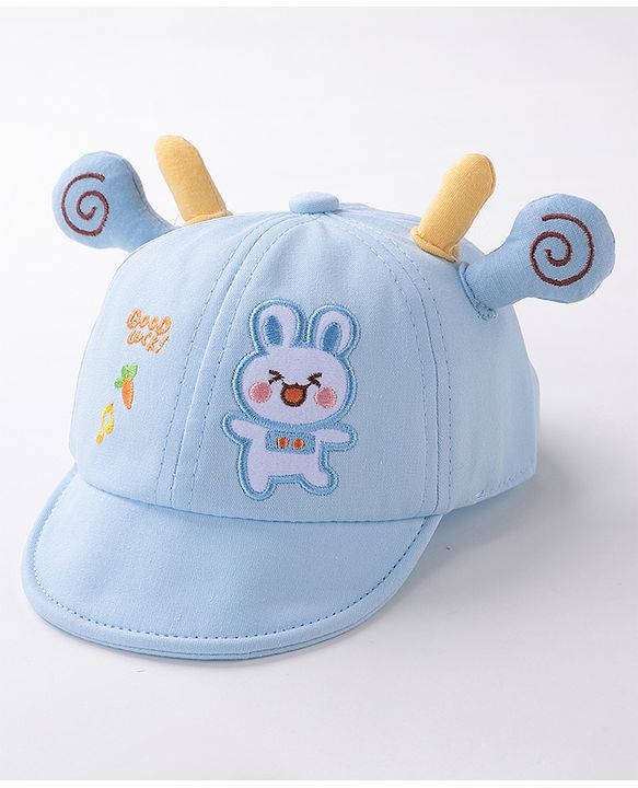 Babyhug Rabbit Embroidered Baseball Cap Blue - Cap Circumference 46 cm