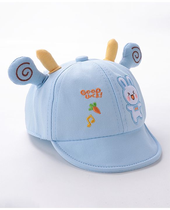 Babyhug Rabbit Embroidered Baseball Cap Blue - Cap Circumference 46 cm