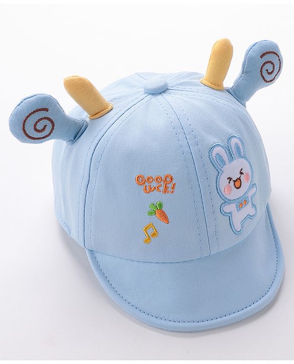 Babyhug Rabbit Embroidered Baseball Cap Blue - Cap Circumference 46 cm