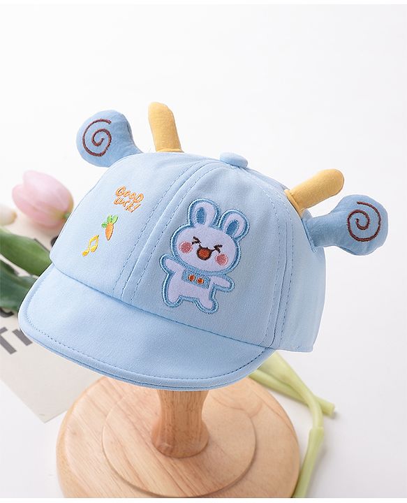 Babyhug Rabbit Embroidered Baseball Cap Blue - Cap Circumference 46 cm