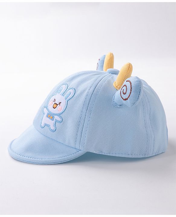 Babyhug Rabbit Embroidered Baseball Cap Blue - Cap Circumference 46 cm