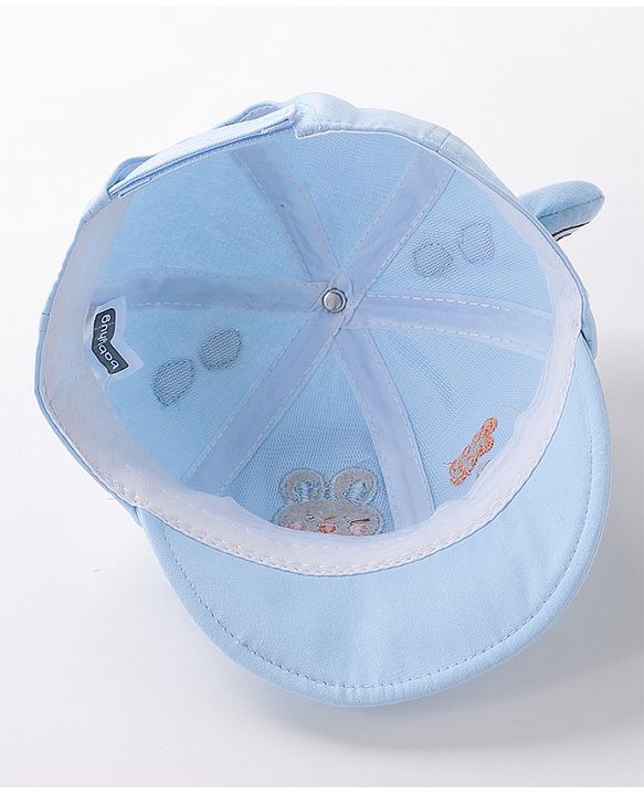Babyhug Rabbit Embroidered Baseball Cap Blue - Cap Circumference 46 cm