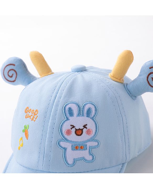 Babyhug Rabbit Embroidered Baseball Cap Blue - Cap Circumference 46 cm