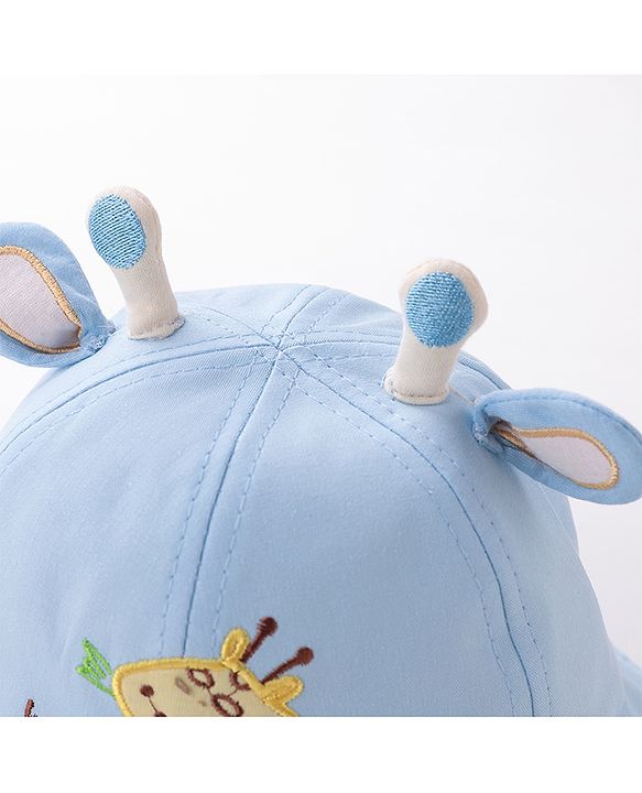 Babyhug Hello Giraffe Embroidered Bucket Hat Blue - Diameter 17 cm