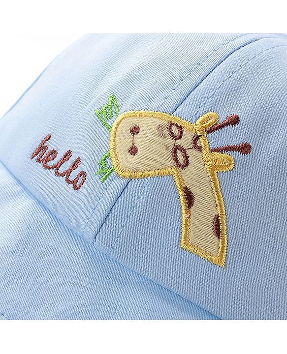 Babyhug Hello Giraffe Embroidered Bucket Hat Blue - Diameter 17 cm