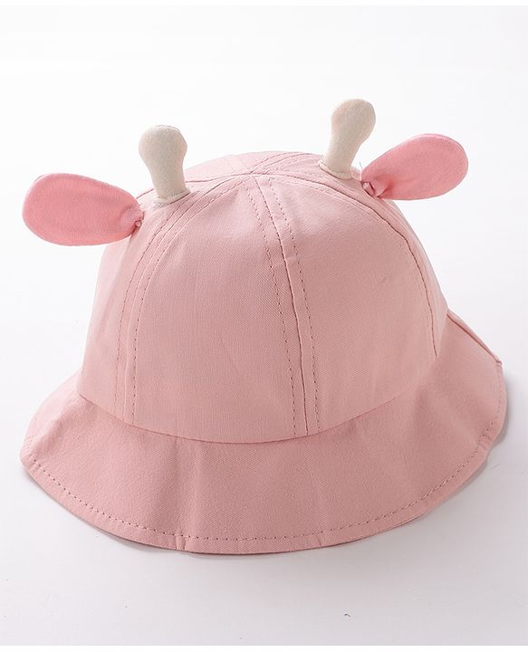 Babyhug Hello Giraffe Embroidered Bucket Hat Pink - Diameter 17 cm