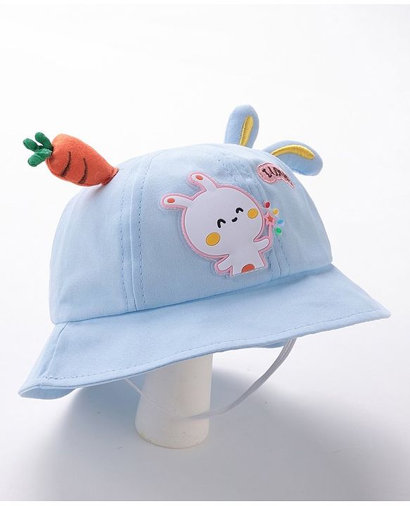 Babyhug Bucket Hat Bunny Design Blue - Diameter 17 cm