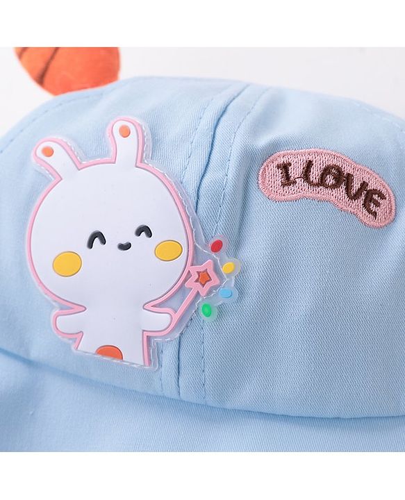 Babyhug Bucket Hat Bunny Design Blue - Diameter 17 cm