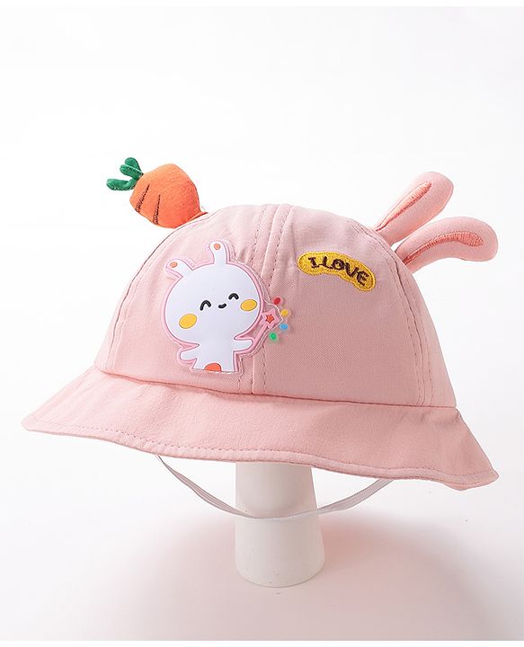 Babyhug Bucket Hat Bunny Design Pink - Diameter 17 cm