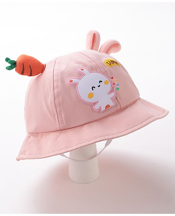Babyhug Bucket Hat Bunny Design Pink - Diameter 17 cm
