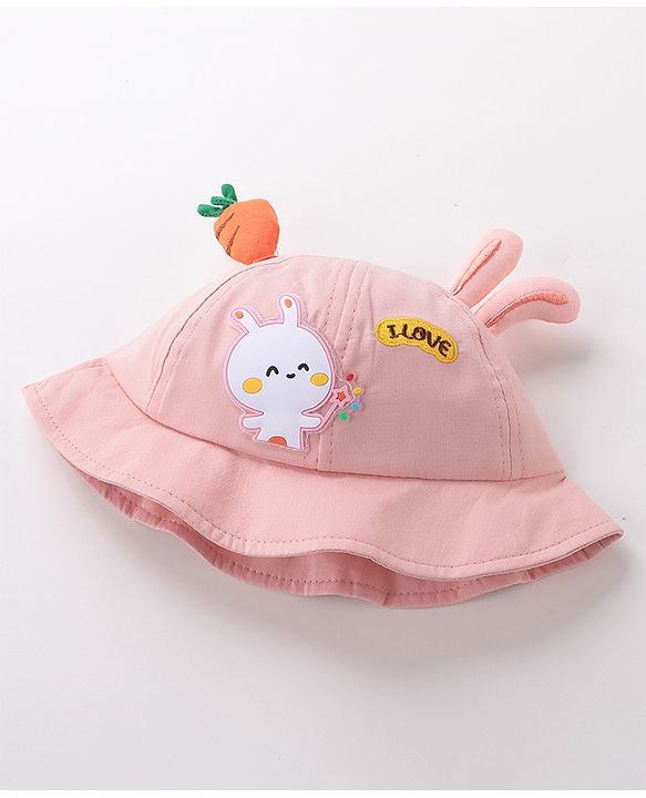 Babyhug Bucket Hat Bunny Design Pink - Diameter 17 cm