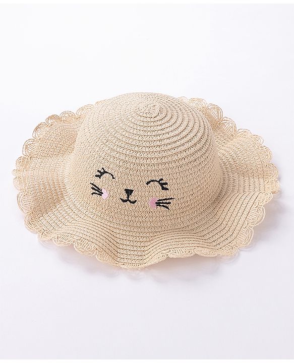 Babyhug Straw Hat With Bow & Purse - Brown & Pink