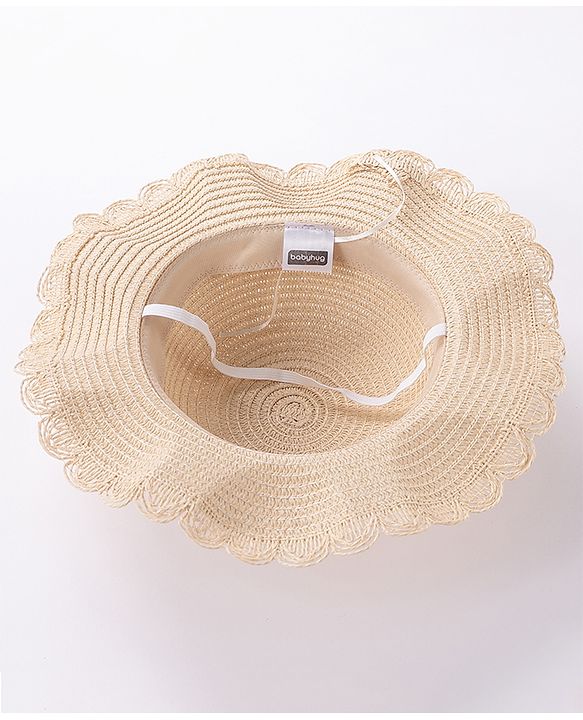 Babyhug Straw Hat With Bow & Purse - Brown & Pink