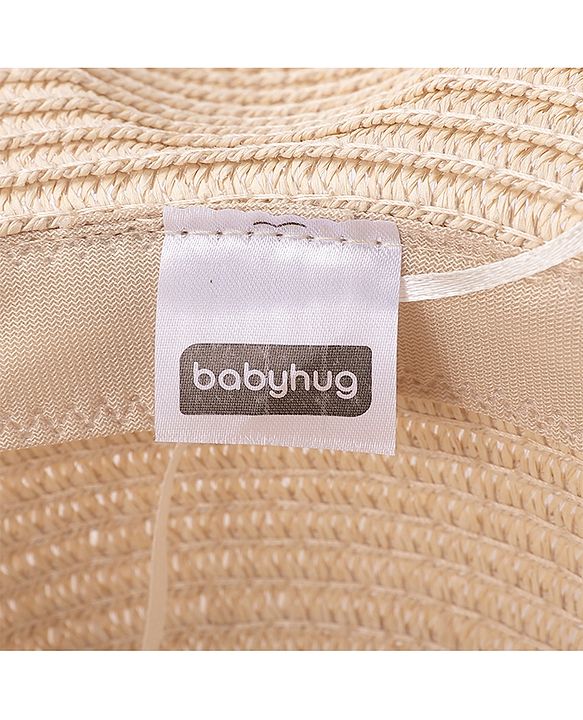 Babyhug Straw Hat With Bow & Purse - Brown & Pink
