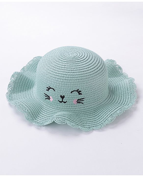 Babyhug Straw Hat With Bow & Purse - Blue & Pink