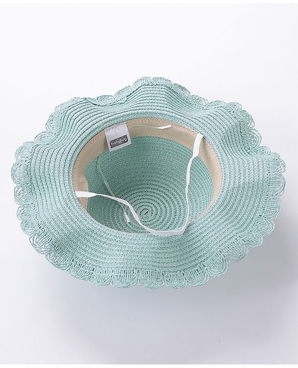 Babyhug Straw Hat With Bow & Purse - Blue & Pink