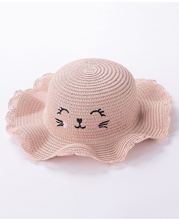 Babyhug Straw Hat With Bow & Purse - Brown & Pink