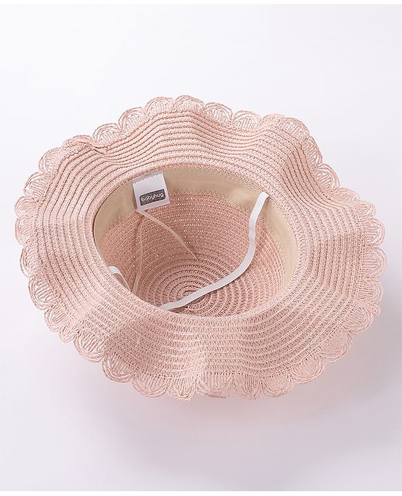Babyhug Straw Hat With Bow & Purse - Brown & Pink