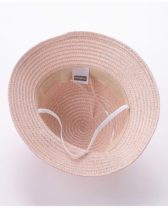 Babyhug Straw Hat With Flower & Purse - Pink