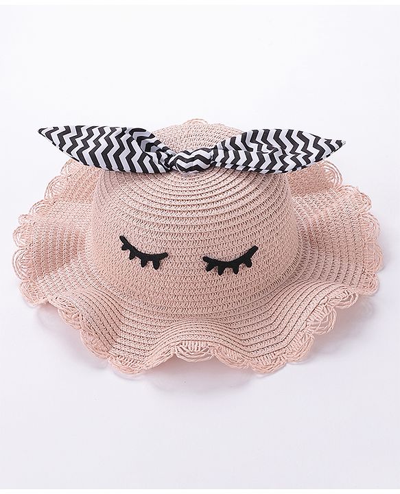 Babyhug Straw Hat With Bow & Purse - Brown