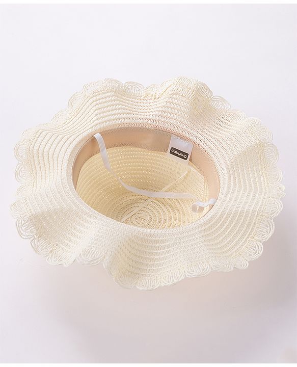 Babyhug Straw Hat With Bow & Purse - Cream