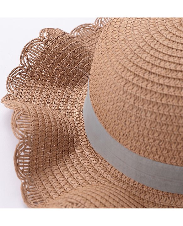 Babyhug Straw Hat With Bow & Purse - Cream