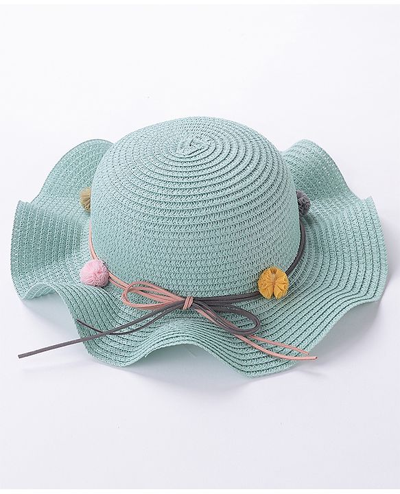 Babyhug Straw Hat With Pom Pom Applique & Purse - Pink
