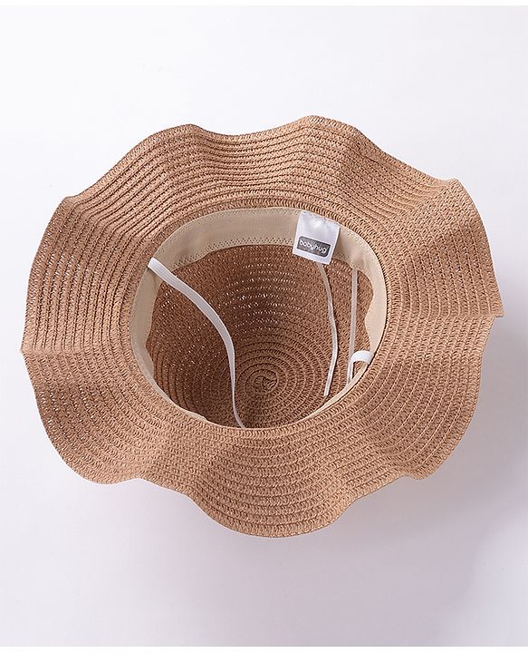 Babyhug Straw Hat With With Pom Pom Applique & Purse - Brown