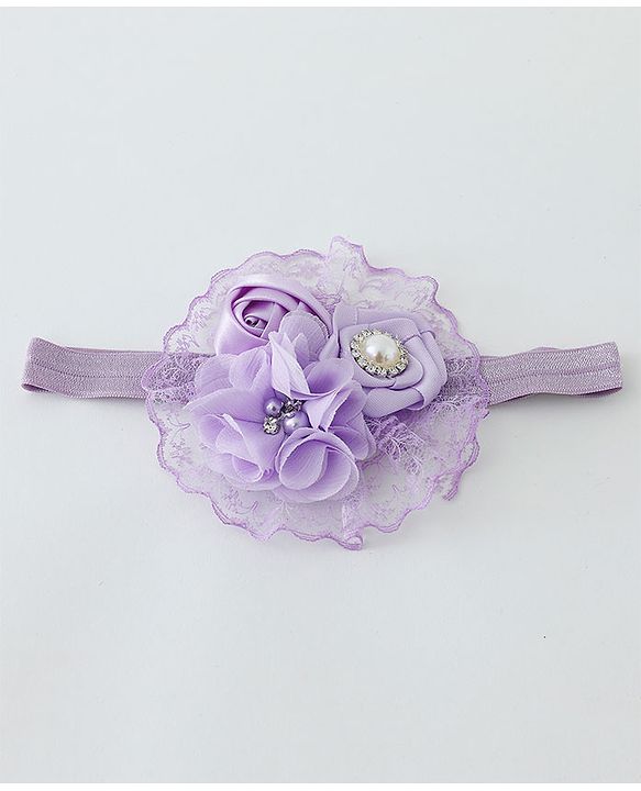 Babyhug Flower With Pearl Applique Headbands Pack Of 2  - Dark Pink & Purple