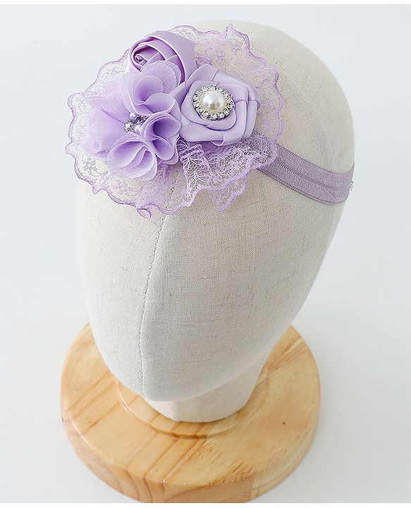 Babyhug Flower With Pearl Applique Headbands Pack Of 2  - Dark Pink & Purple