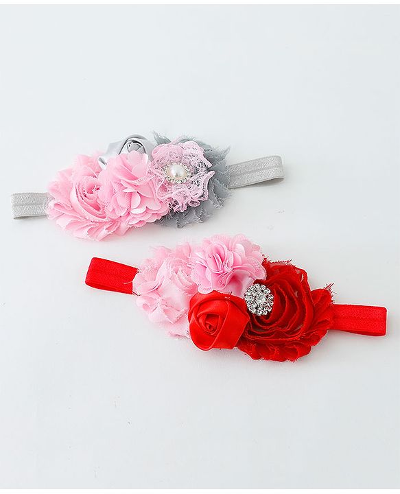 Babyhug Flower Applique Headbands Pack Of 2 - Multicolor