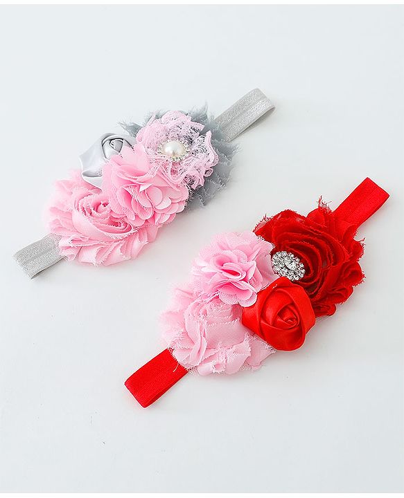 Babyhug Flower Applique Headbands Pack Of 2 - Multicolor