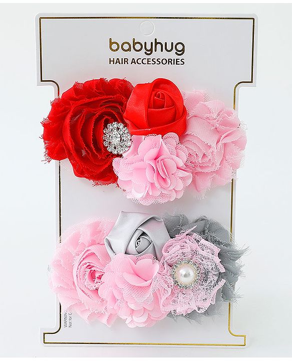 Babyhug Flower Applique Headbands Pack Of 2 - Multicolor